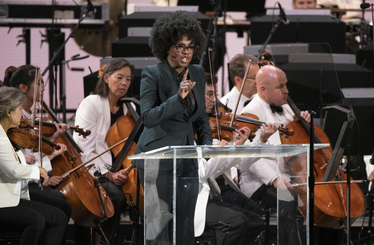 Viola Davis, with the L.A. Philharmonic in the background.