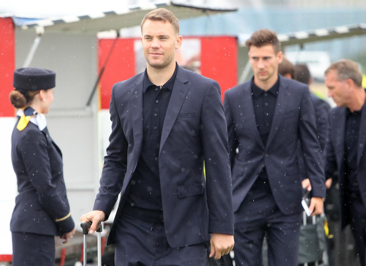 Manuel Neuer and his German national football teammates depart for Moscow from Frankfurt on June 12.