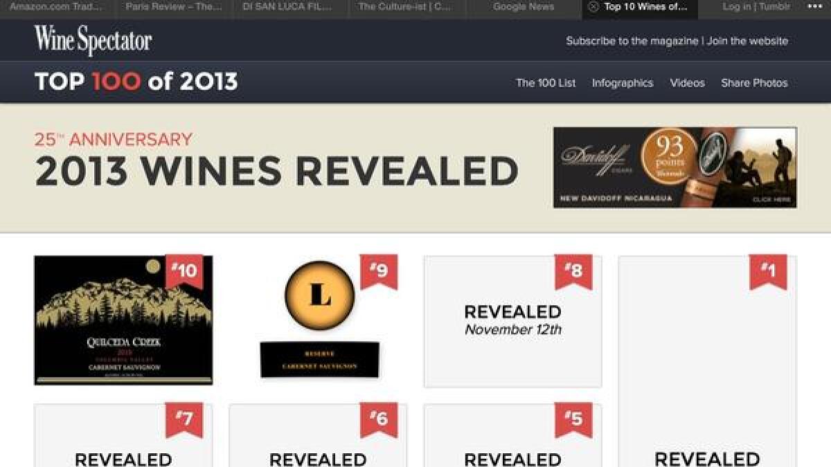 Wine Spectator Reveals Its Top 100 List Online This Year Los Angeles Times