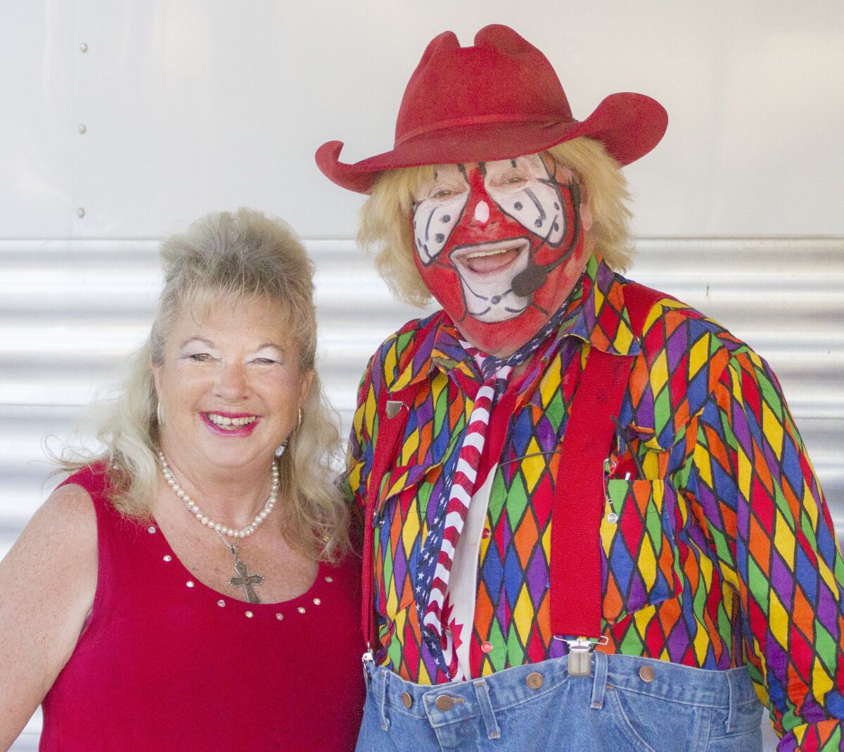 Bert Davis works as a solo clown while his wife, Frannie, helps with the props.