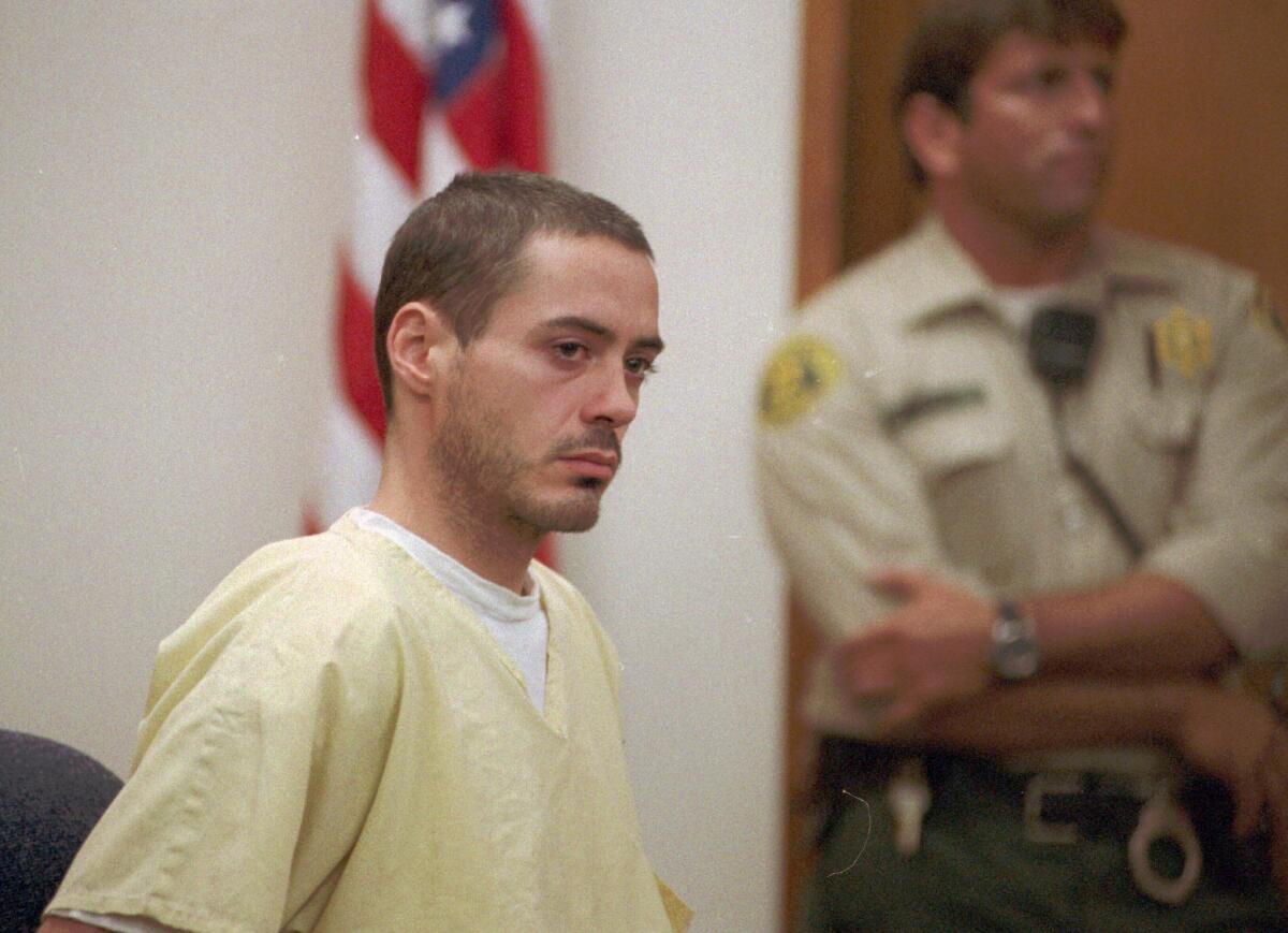Oscar-nominated actor Robert Downey Jr. as he was in a Malibu courtroom in 1996. Gov. Jerry Brown on Thursday pardoned Downey and 90 others, declaring them good citizens.