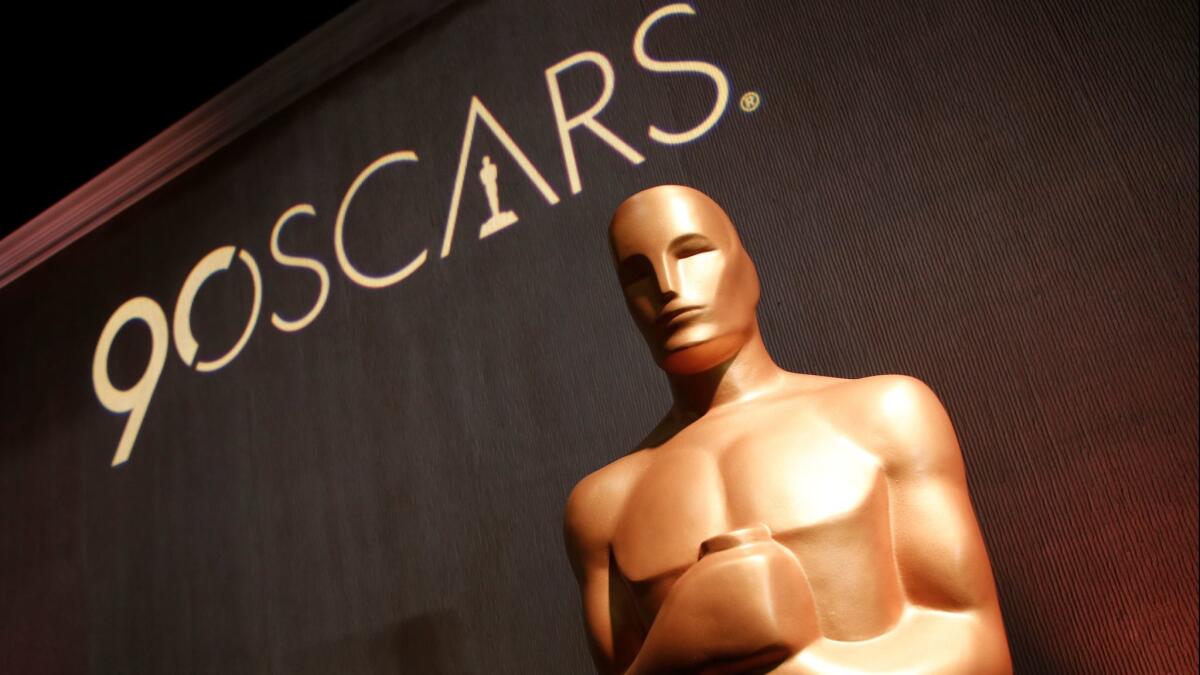 An Oscar statue at the 90th Academy Awards Nominees Luncheon on Feb. 5 in Beverly Hills.