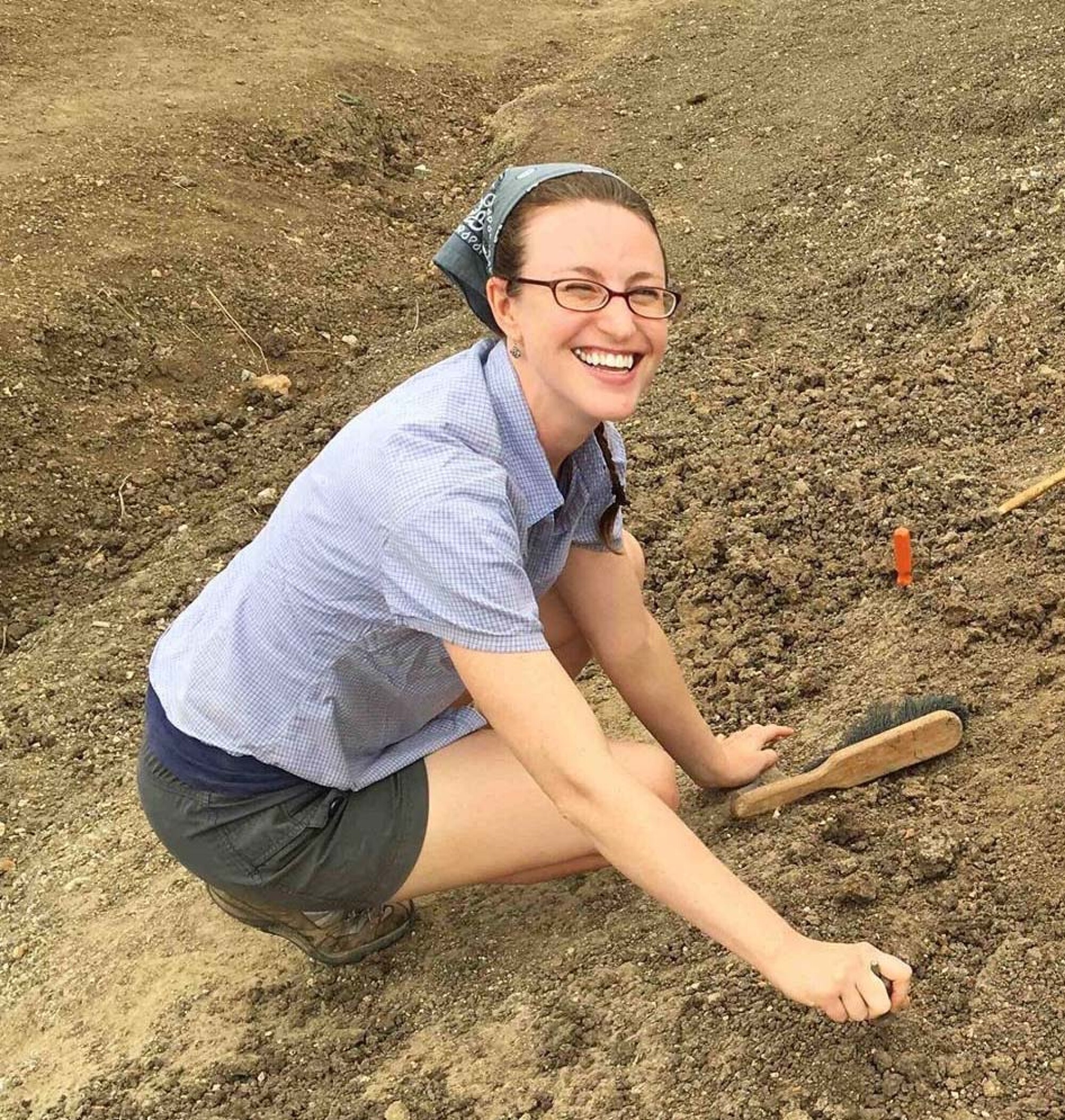 University of San Diego archaeologist Jennifer Parkinson searching for fossils in Kenya.