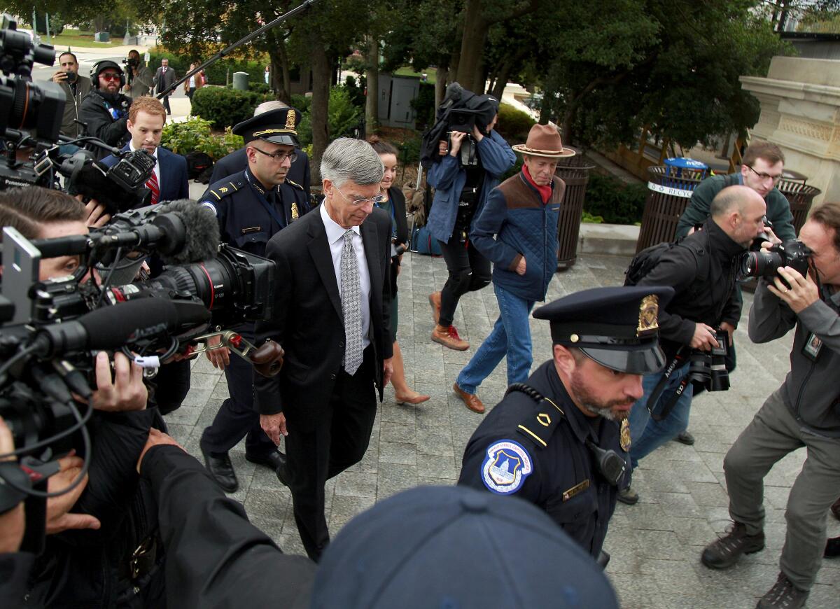 William B. Taylor Jr., the top U.S. diplomat in Ukraine, arrives for a deposition in the impeachment inquiry in October.