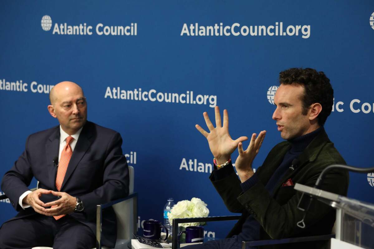 Admiral James Stavridis, left, and Elliot Ackerman 