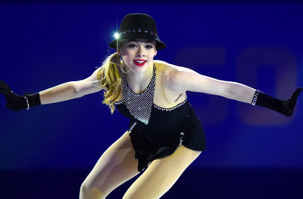 American figure skater Gracie Gold performs during an exhibition gala Saturday at the Iceberg Skating Palace after competition had concluded for the Sochi Olympics.