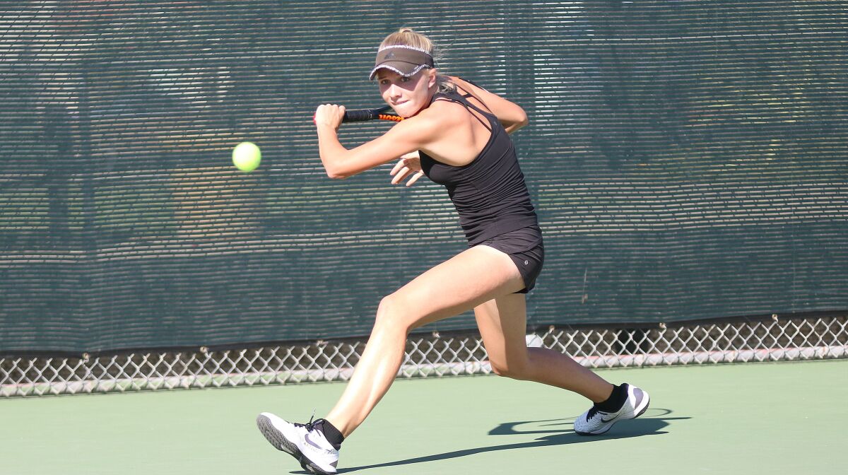 Sophomore Lyna Fowler was part of CCA's singles contingent.