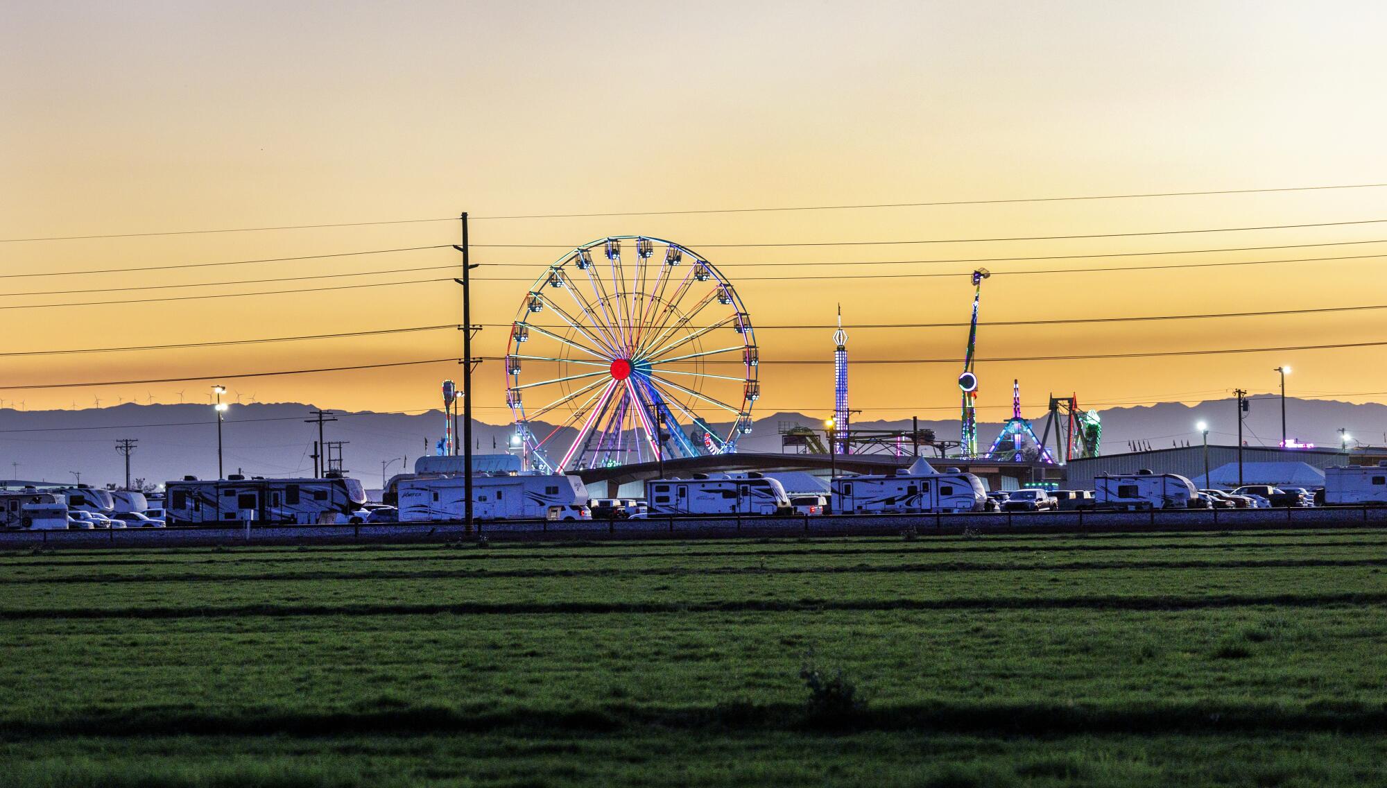 Farmland spreads out in front of the Imperial Valley Fair.