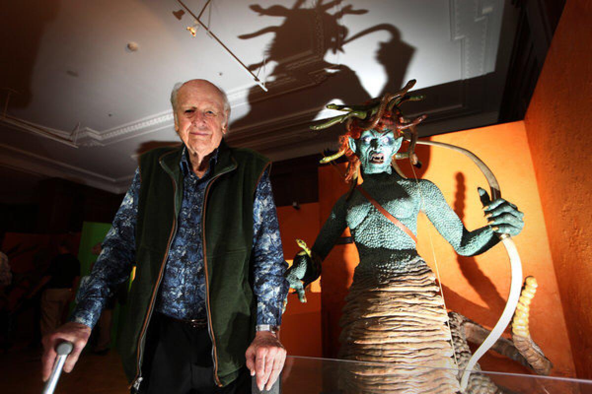 Ray Harryhausen, pictured with Medusa from "Clash of the Titans."