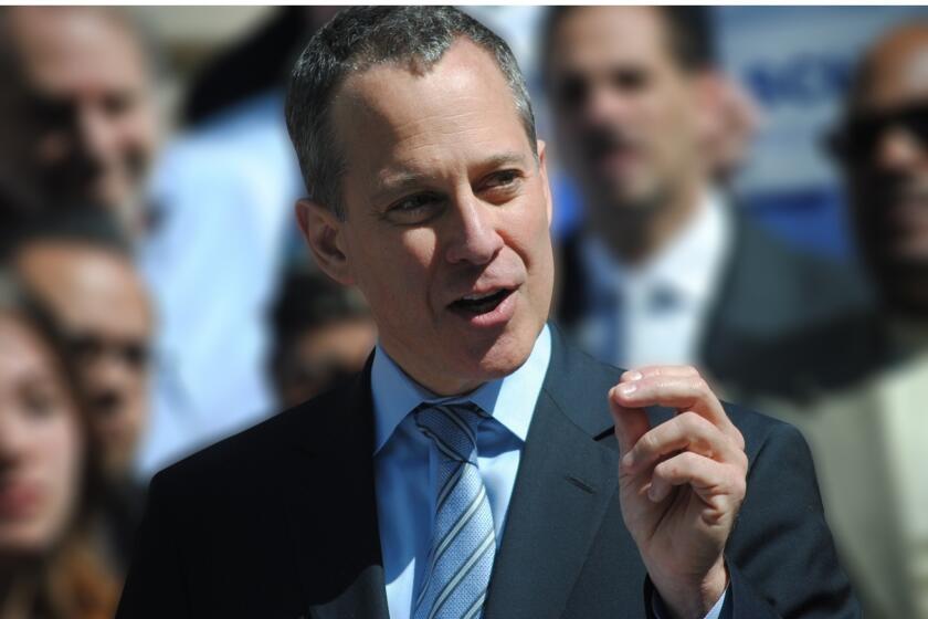New York Atty. Gen. Eric T. Schneiderman, shown in April, announced a settlement Thursday with Hobby Lobby over false advertising claims. The Oklahoma City retailer will pay $220,000 in civil penalties and in gift cards to upstate New York schools.