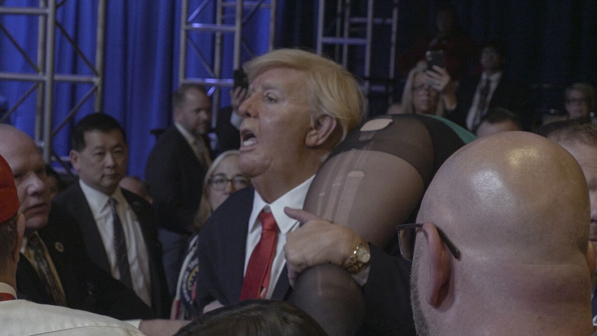 Sacha Baron Cohen, dressed as President Trump, in the movie "Borat Subsequent Moviefilm."