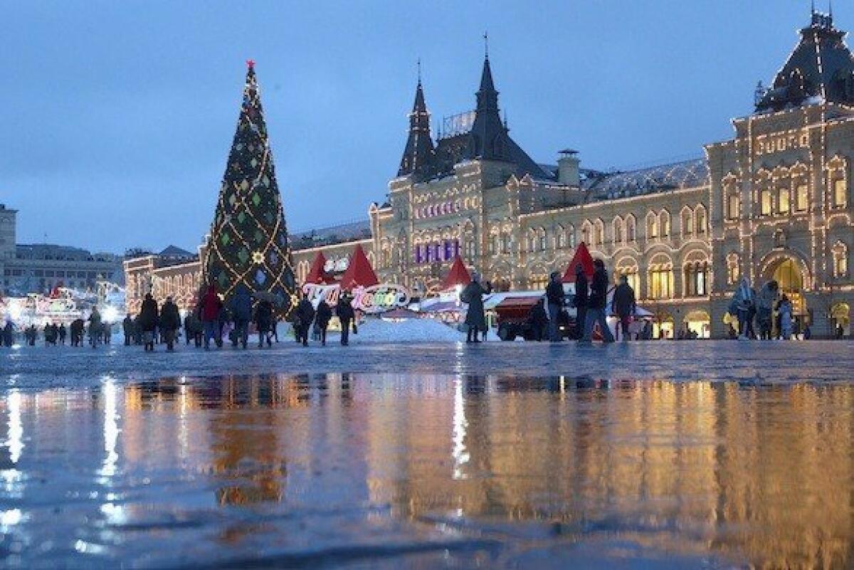 The GUM department store on Moscow's Red Square is decorated for the holidays.