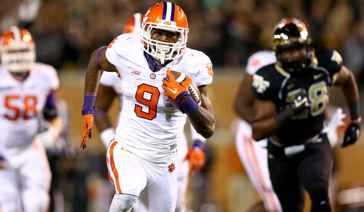 Clemson running back Wayne Gallman scores the final touchdown on 30-yard run against Wake Forest in the fourth quarter Thursday night.