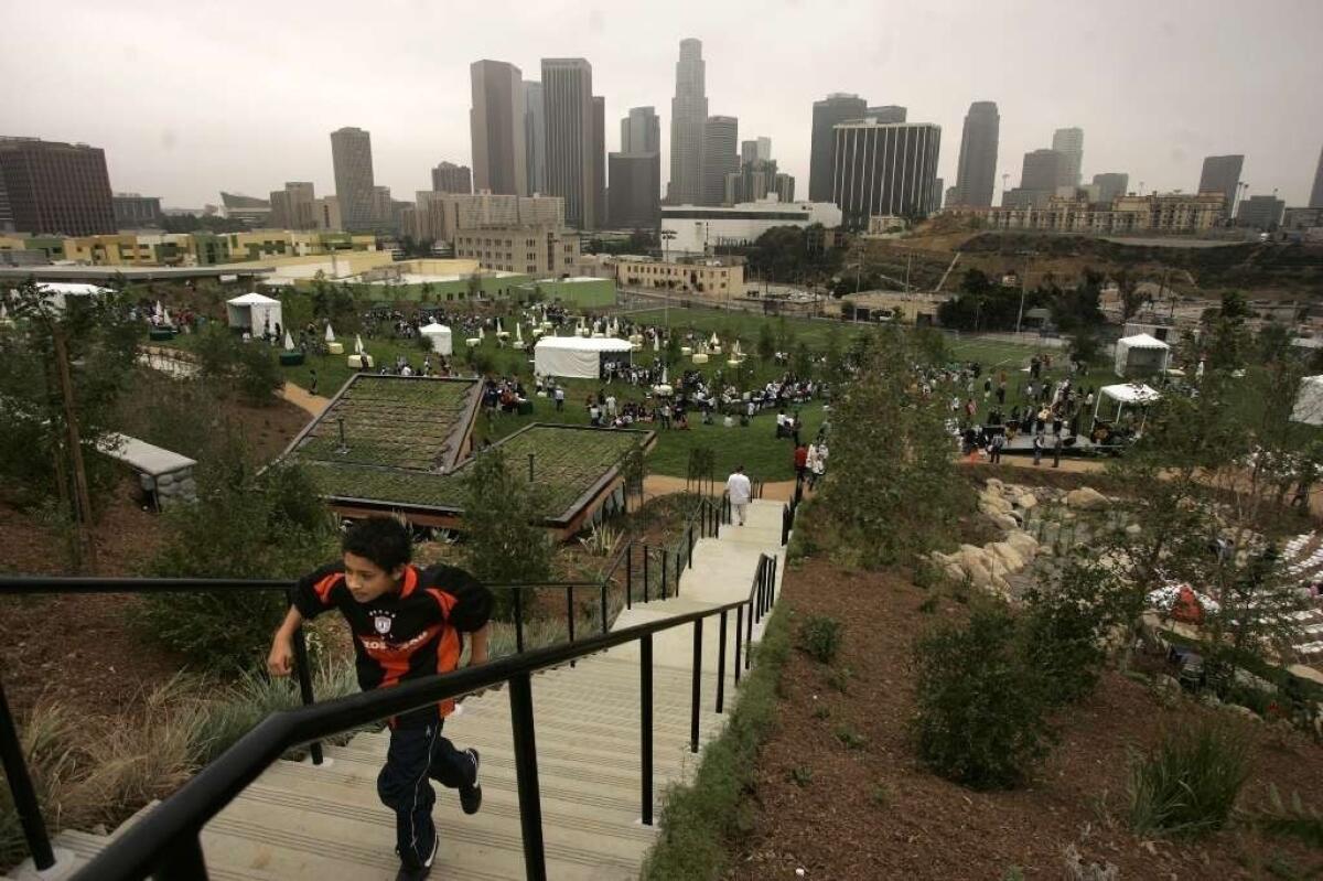 Fragrant California sages and other native plants were still babies when this photo was taken in 2008, shortly after the opening of Vista Hermosa Park.