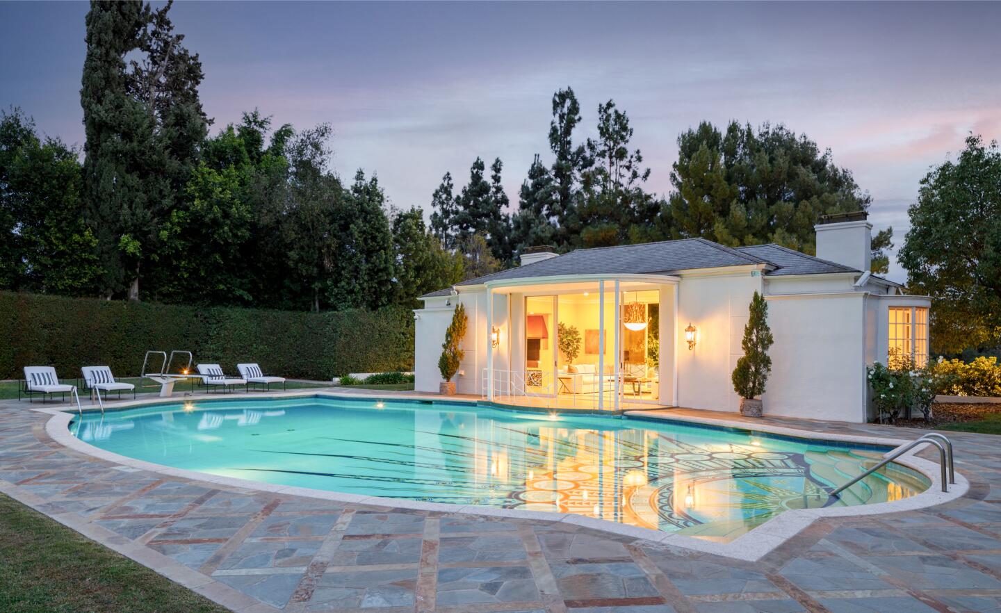 The pool house.
