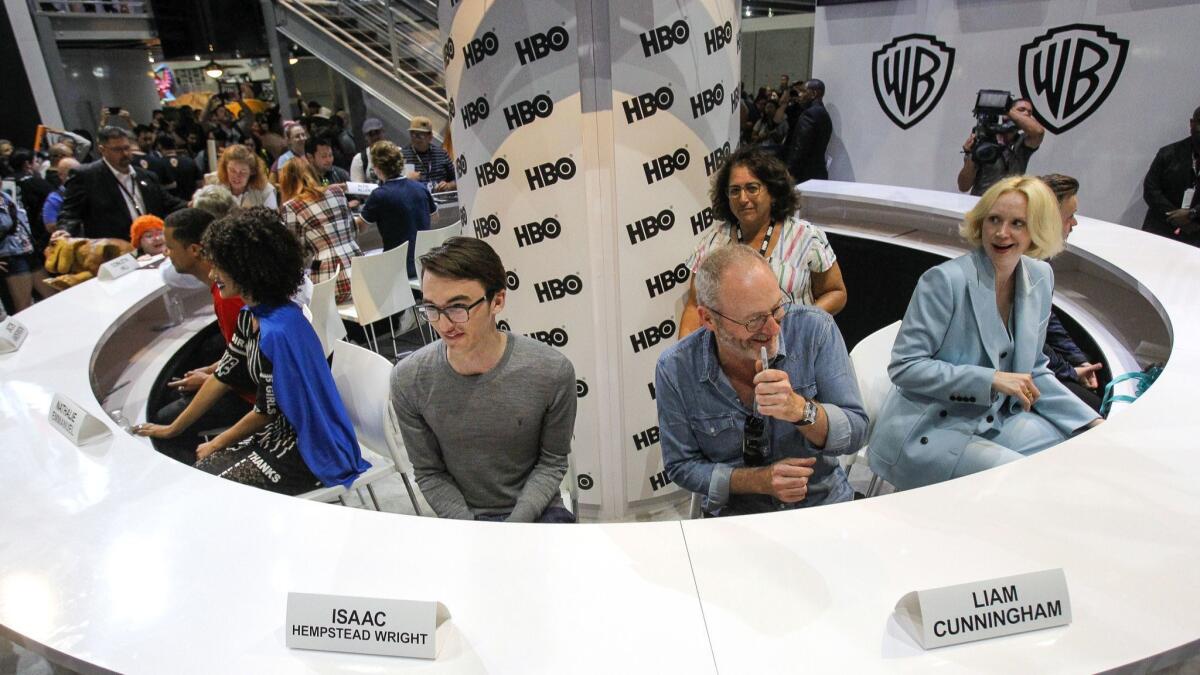 In a photo from Comic-Con San Diego 2017, actors from "Game of Thrones" prepare to sign autographs at the Warner Brothers' booth. The HBO drama is not bringing a panel to Comic-Con this year.