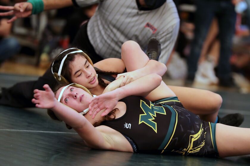 Del Norte High's Brianna Busse, fresh off the cross-country season, is ready to hit the wrestling mat. 