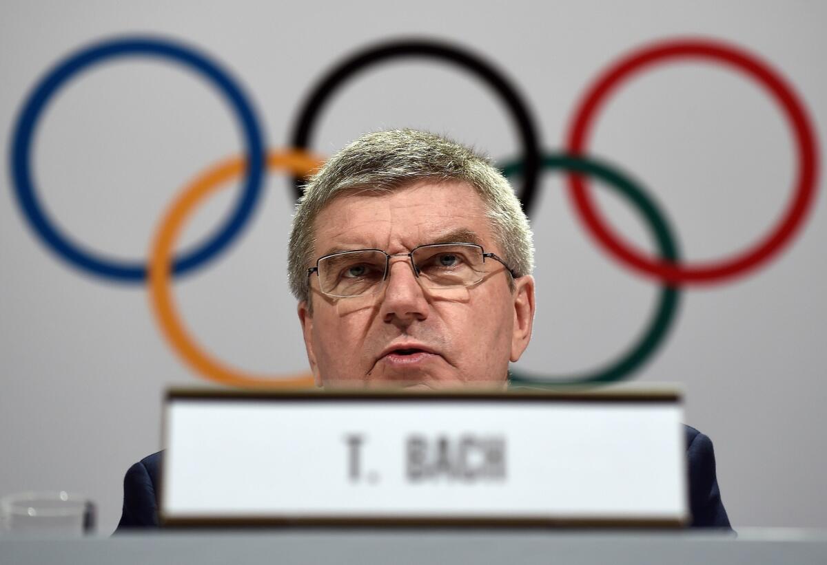 International Olympic Committee president Thomas Bach gives his closing remarks Monday at the conclusion of the 128th IOC session in Kuala Lumpur.