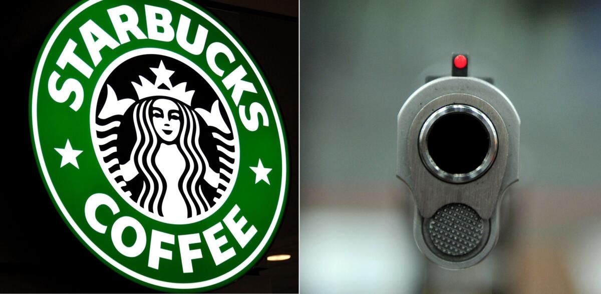 Starbucks is asking customers to refrain from bringing weapons into stores.
