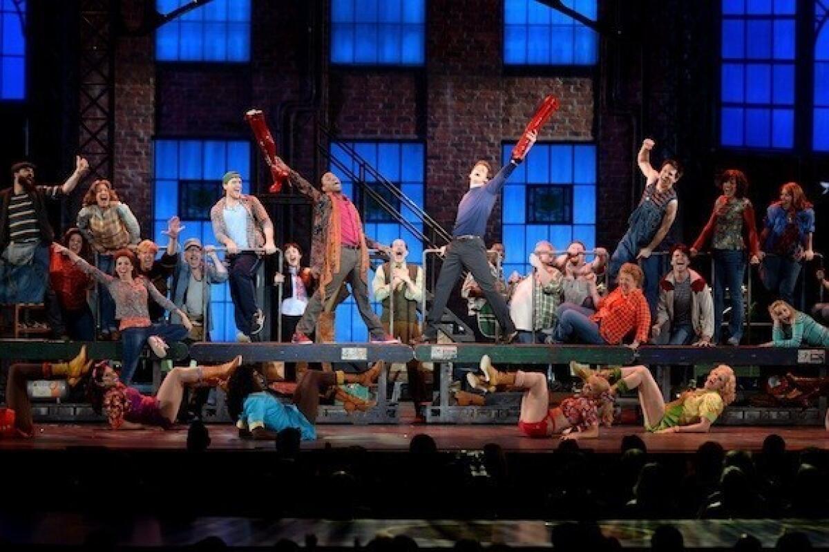 The cast of the Broadway show "Kinky Boots," performing at the Tony Awards at Radio City Music Hall on June 9 in New York City.