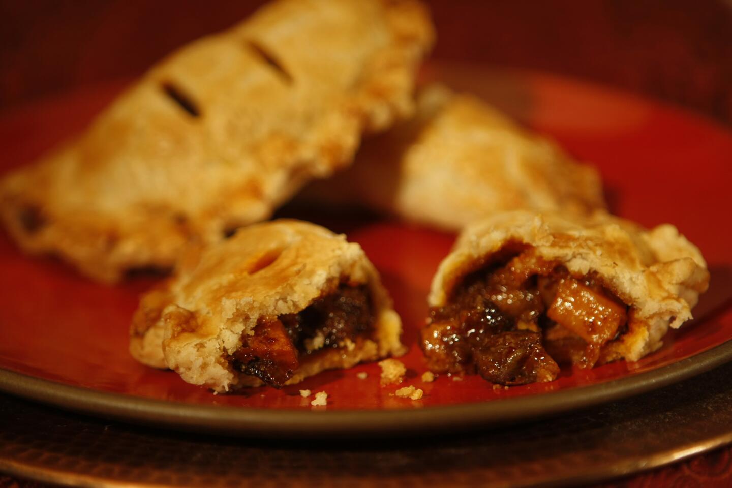 Curried lamb pasties with spicy sweet potato and tamarind