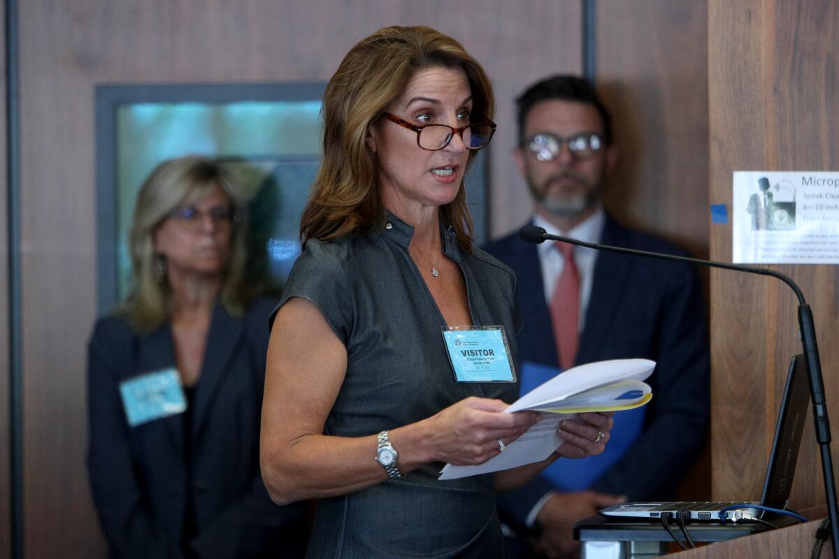 Residents and officials from the La Cañada and Glendale Unified School Districts, including LCUSD board member Ellen Multari, convened Oct. 2 at the Los Angeles County Office of Education where the Los Angeles County Committee on School District Organization meeting was held to decide the fate of the Sagebrush.