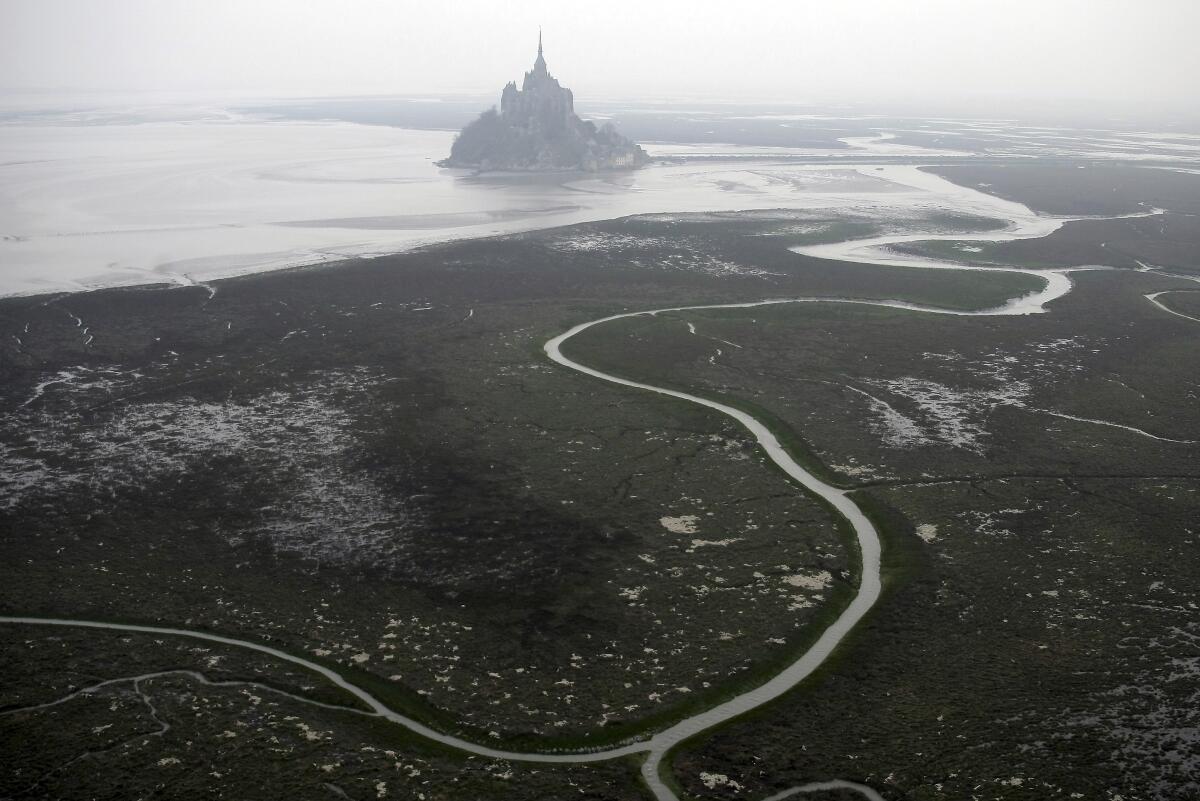 An aerial view of Mont Saint Michel.