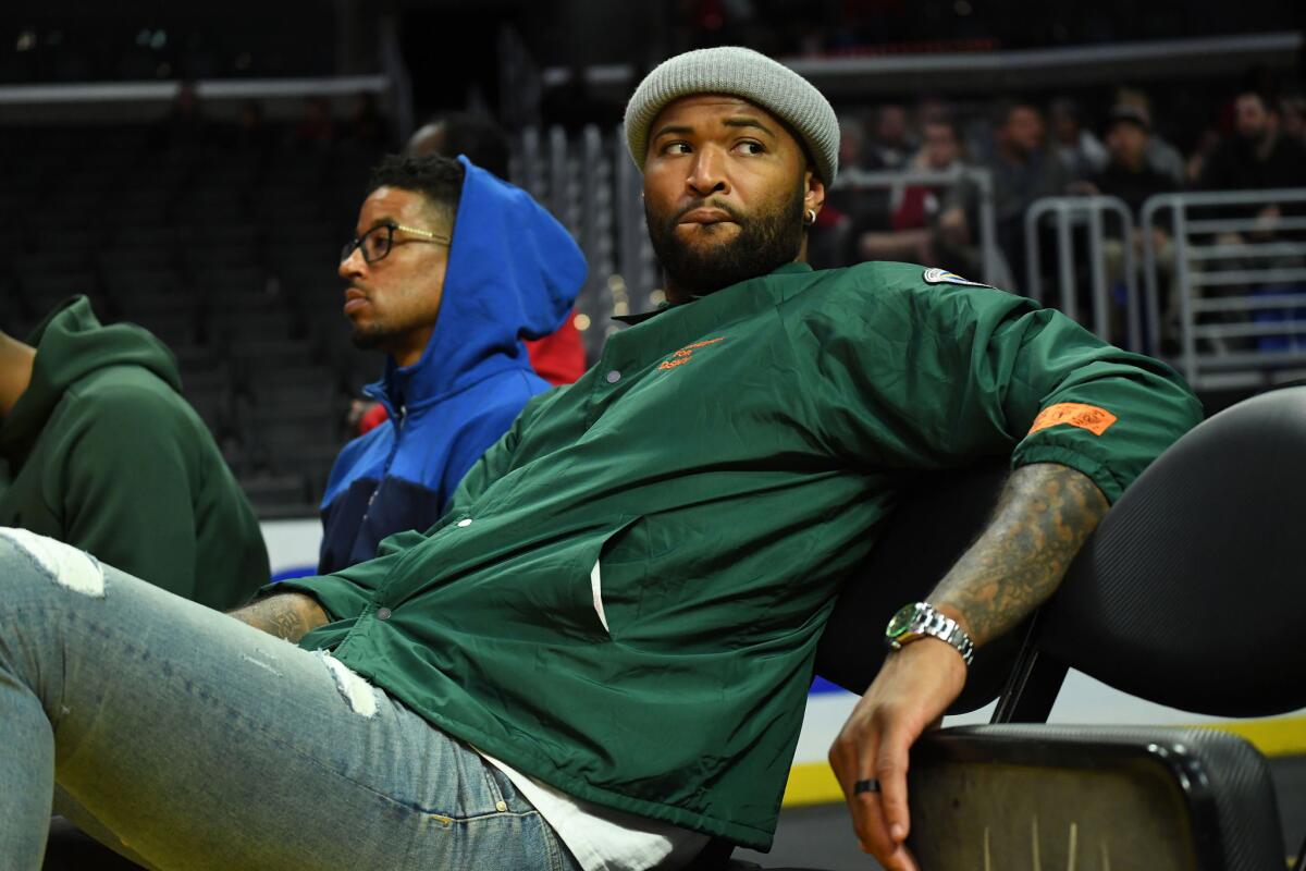 DeMarcus Cousins attends a men's basketball game between USC and LSU.