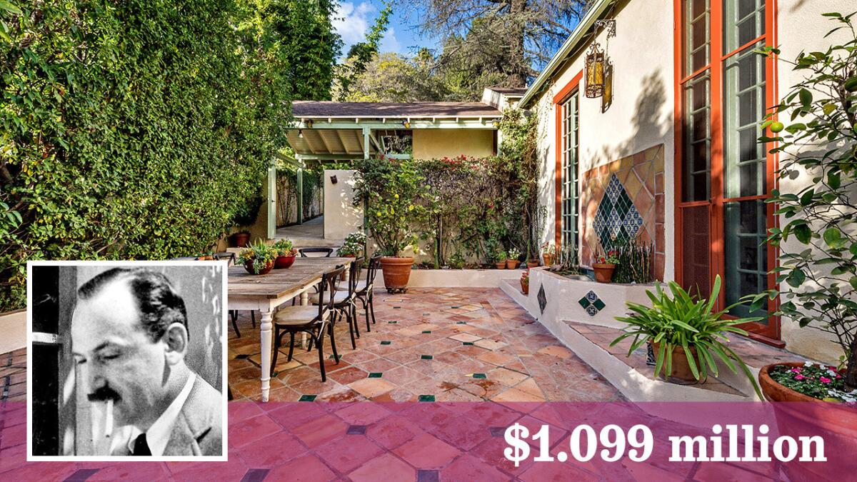 The onetime home of writer Nathanael West was built in 1924 and sits behind gates.