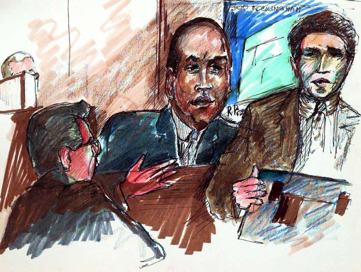 This Nov. 1996, file photo, shows Roslie Ritz's artist sketches of the 1996 trial.