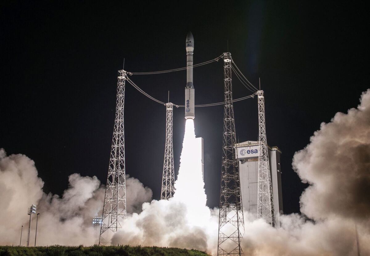 A Vega rocket lifts off in June 2016 from the European Spaceport in Kourou, French Guiana.
