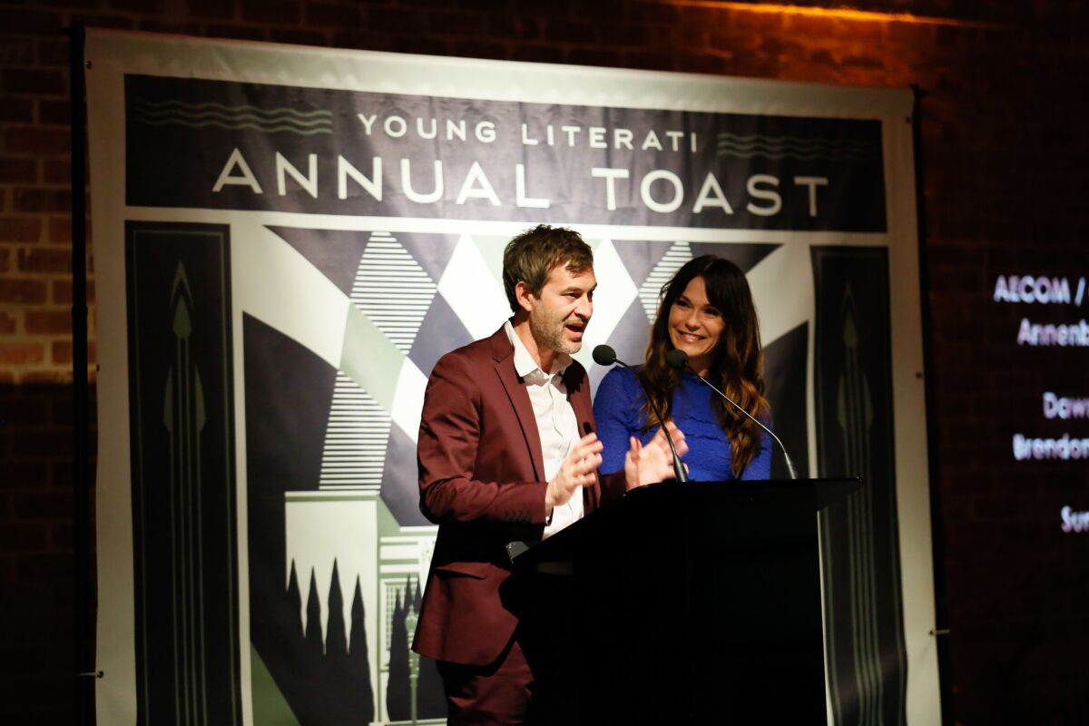 Mark Duplass and Katie Aselton at the Young Literati's Toast event.