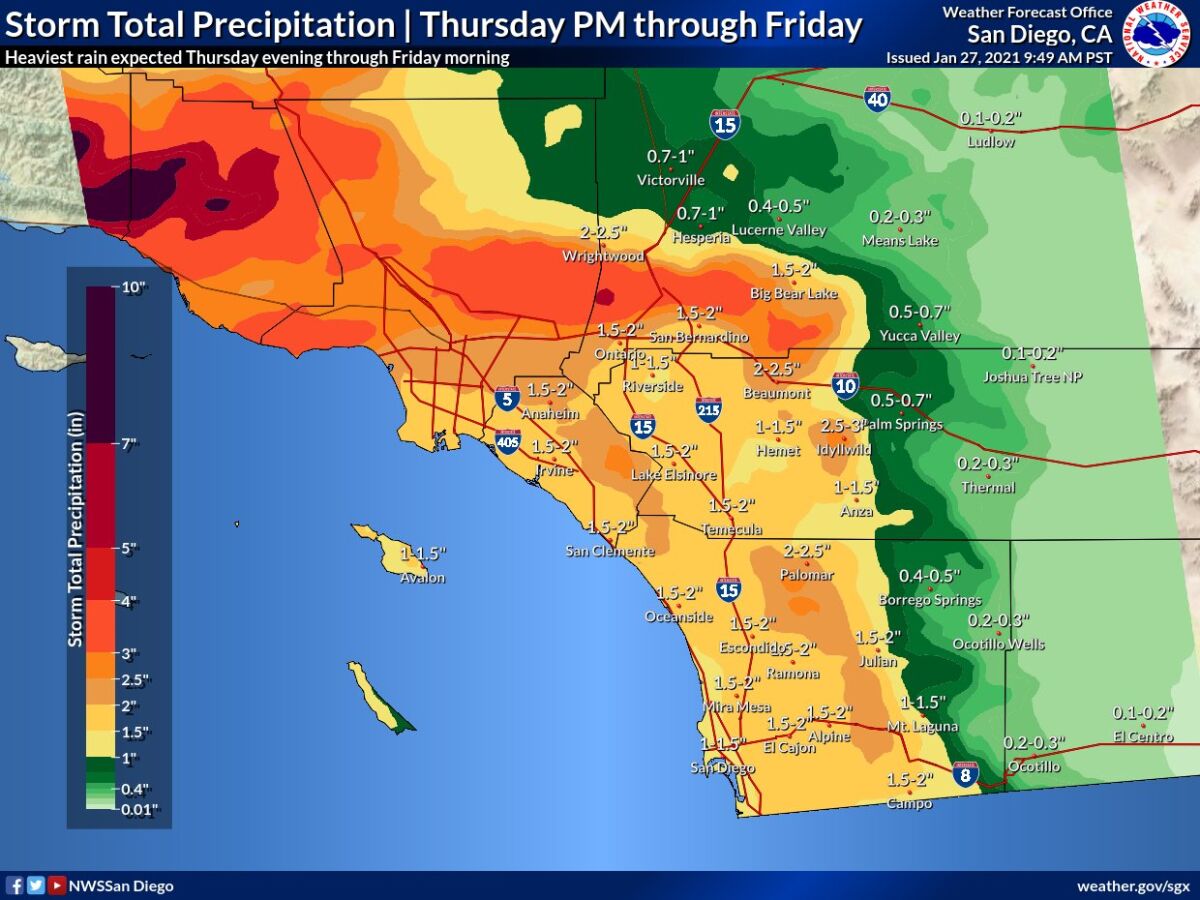 San Diego's coastal cities could get 1.5 inches of rain from the next storm