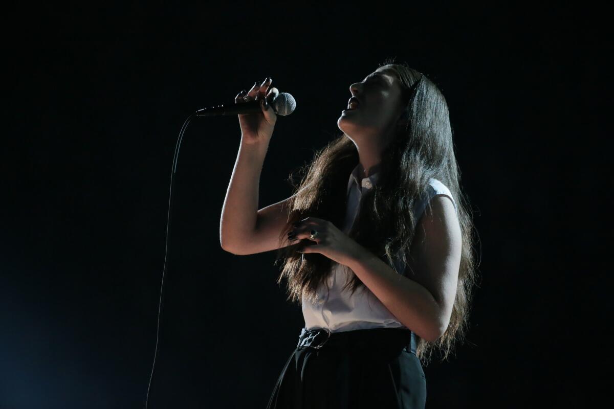 Lorde performs at the 56th Annual Grammy Awards at Staples Center on Jan. 26, 2014.