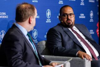 A Roadmap to Rejuvenation: Rewiring the World Economy-A Conversation with His Excellency Faisal Alibrahim, Minister of Economy and Planning, The Kingdom of Saudi Arabia, right, with Kevin Klowden, Chief Global Strategist, Milken Institute, at left.
