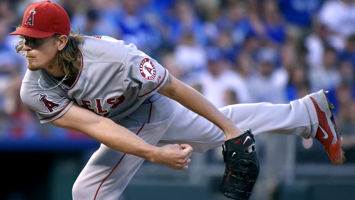 Angels starter Jered Weaver gave up only four hits, but one was a two-run homer, and three runs in six innings against the Royals on Friday night in Kansas City.