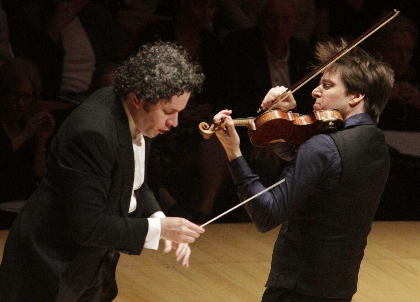 Violinist Joshua Bell performs Jean Sibelius' Violin Concerto as Gustavo Dudamel conducts the L.A. Phil at Walt Disney Concert Hall. Besides Sibelius, Dudamel conducted Mozart's Symphony No. 36, "Linz," and "The Abduction From the Seraglio" Overture.