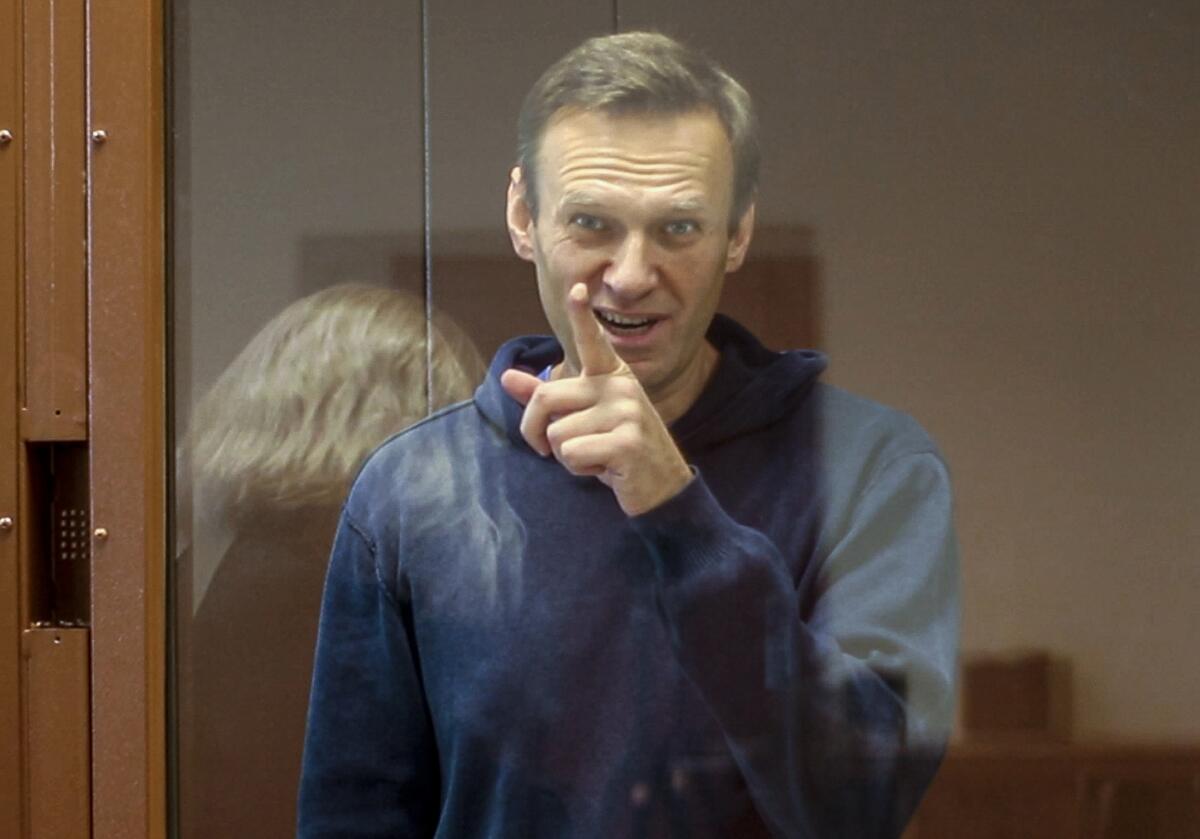 Russian opposition leader Alexei Navalny in the dock