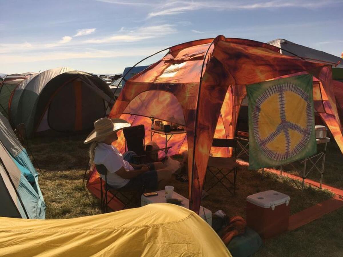 A visitor from Mexicali, Calif., at the Solarfest eclipse-watching festival in Madras, Ore.