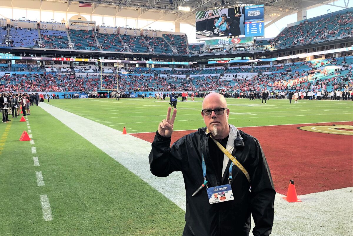 Bryan Ransom's Super Bowl work wasn't finished when Sunday's halftime concert in Miami concluded. He also managed the stage for the postgame show under a different production company. He used about 75 of the field team members who had worked the halftime show.