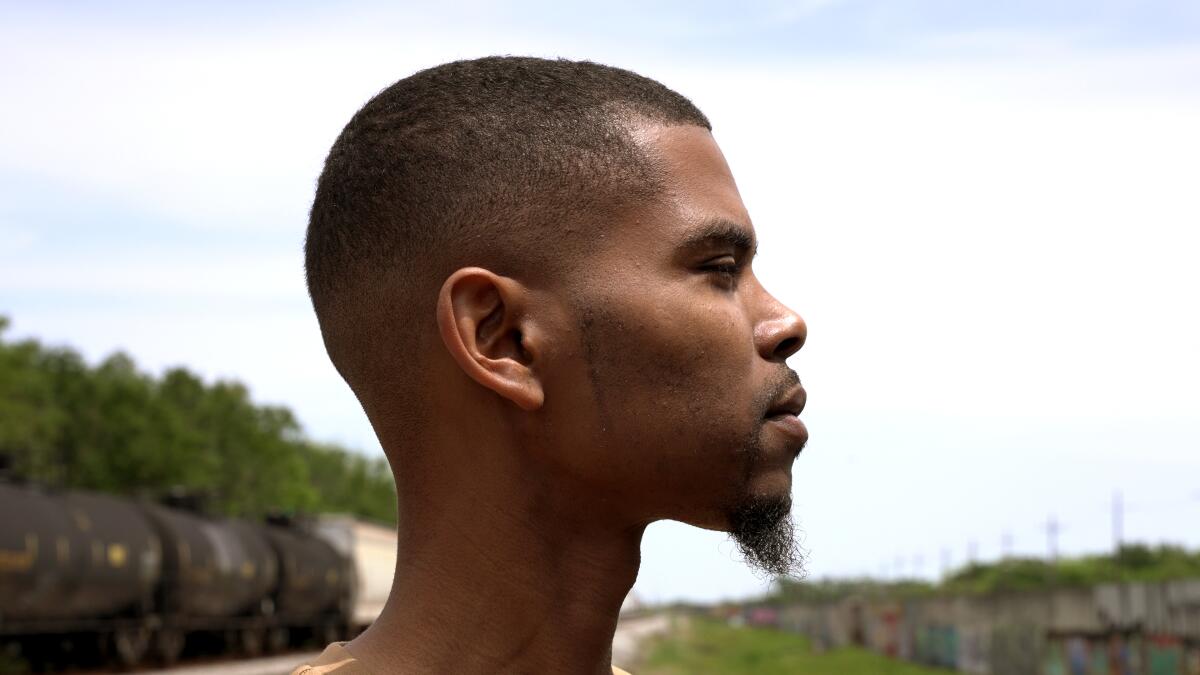 A side profile shot of a man. 