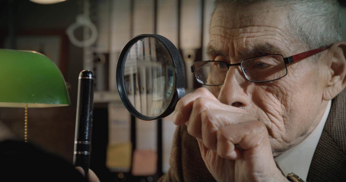 The 83-year-old spy Sergio Chamy in a scene from "The Mole Agent" by Chilean director Maite Alberdi.