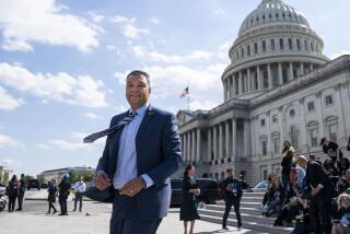 Sen. Alex Padilla after greeting students on a tour on the steps of the Senate on Capitol Hill on April 27, 2022.