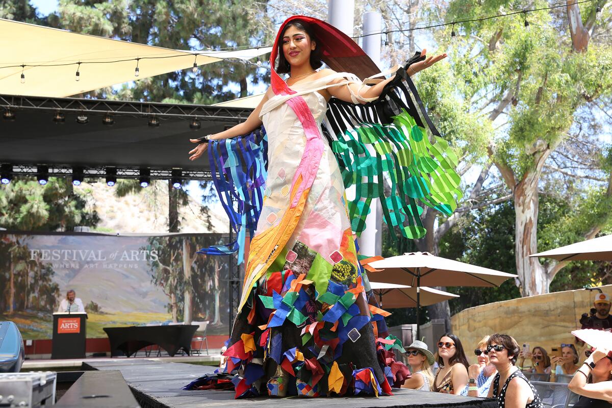 The Festival of Arts runway fashion show requires outfits to be made of recycled, reclaimed and repurposed materials.