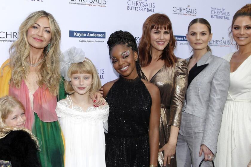 BRENTWOOD, CALIFORNIA - JUNE 01: (L-R) Georgia Dane, Rebecca Gayheart-Dane, Billie Beatrice Dane, Marsai Martin, Sara Rue, Jennifer Morrison and Maria Menounos attend the 18th annual Chrysalis Butterfly Ball on June 01, 2019 in Brentwood, California. (Photo by Tibrina Hobson/Getty Images for Chrysalis Butterfly Ball )