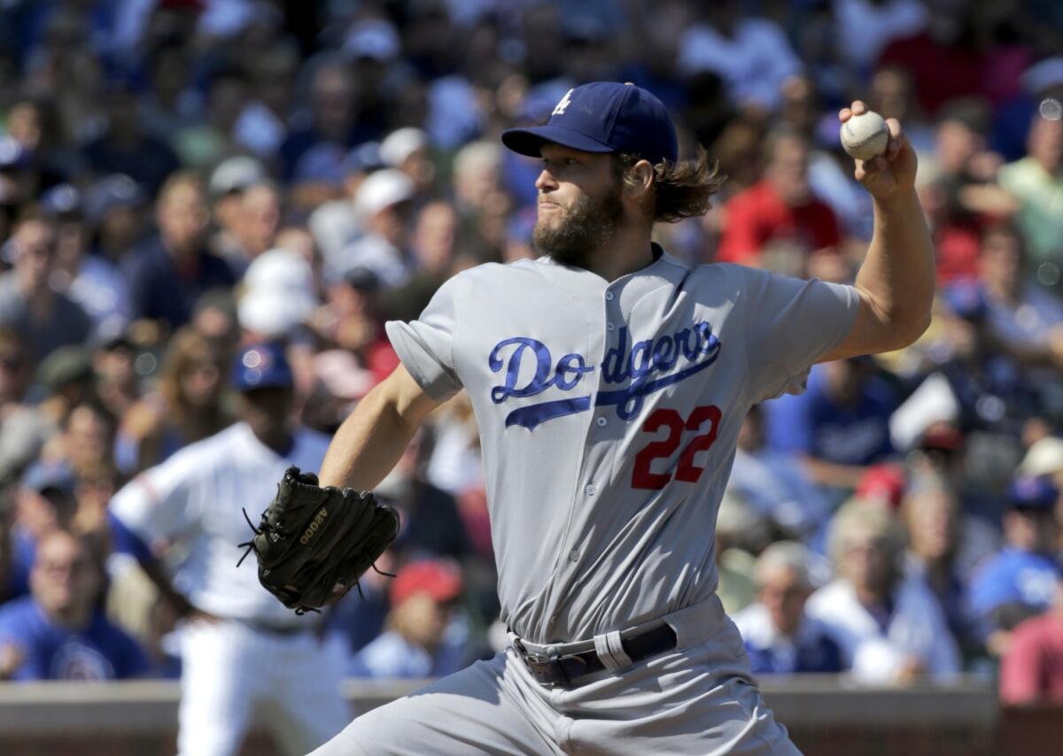 Clayton Kershaw delivers against the Chicago Cubs on Sept. 19.