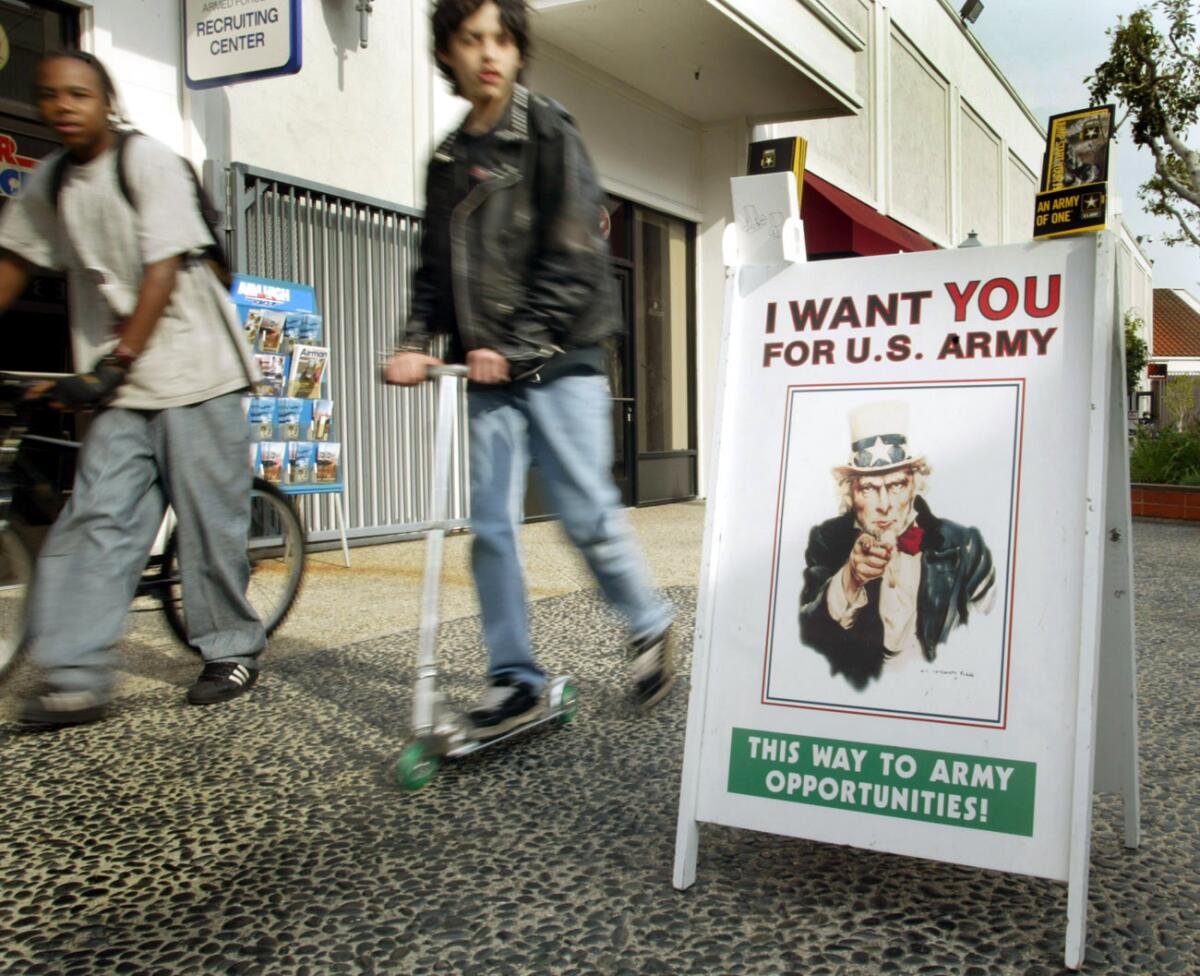 Outside a recruiting center in Los Angeles. The Army is investigating an National Guard recruiting scandal allegedly involving hundreds of Guard recuiters and soldiers.