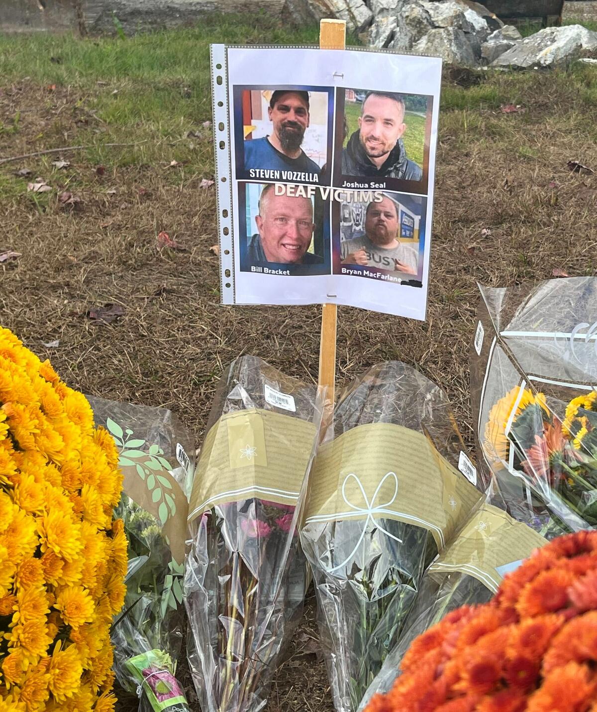 A memorial for the victims was in the mass shooting in Lewiston that were deaf.