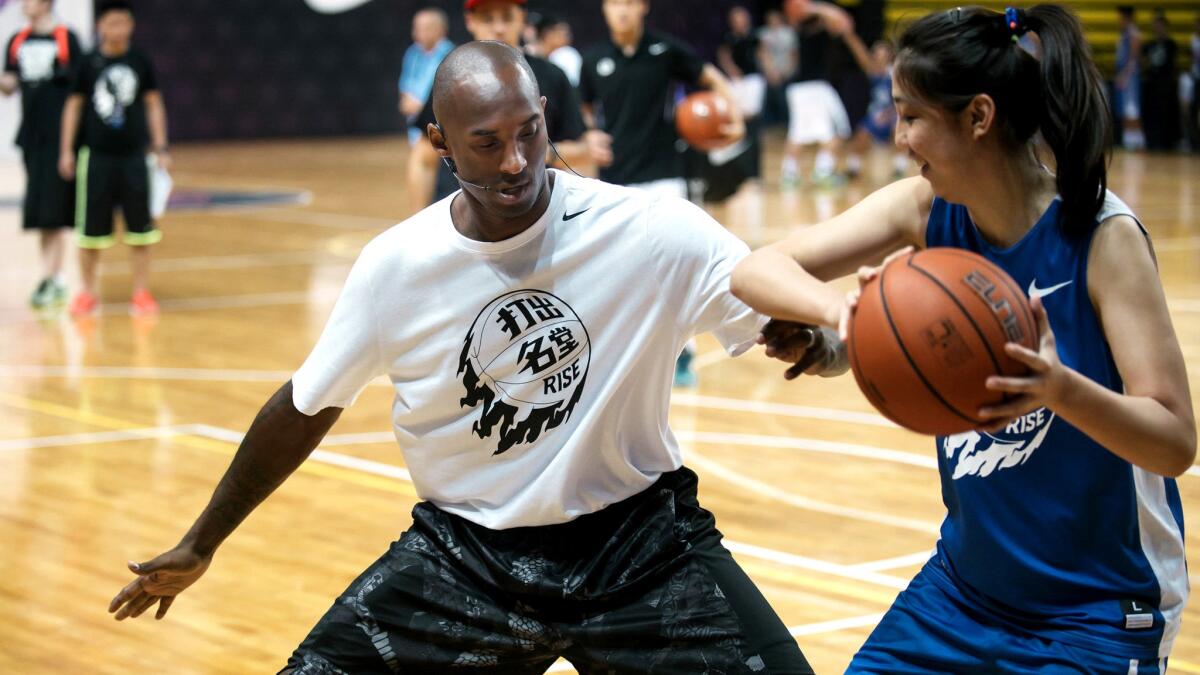 Lakers guard Kobe Bryant, who was in China earlier this month, is back in the gym working on his shot.