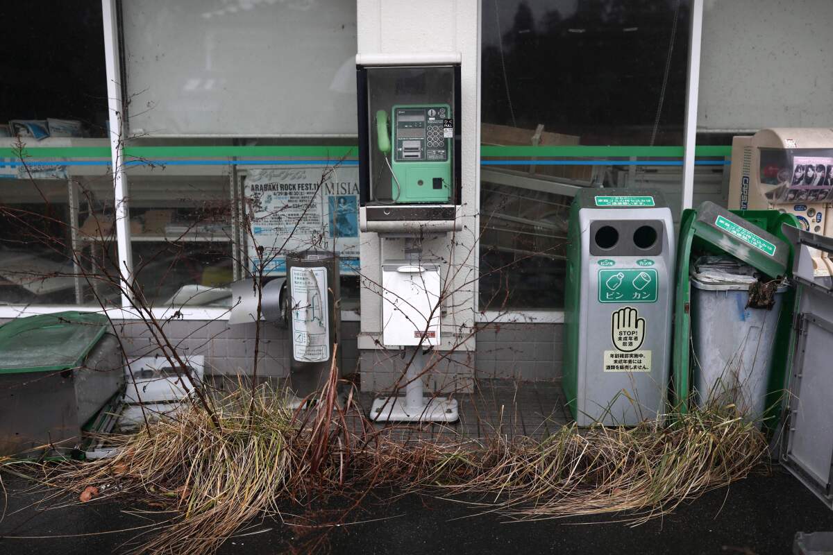 Disused payphone inside nuclear exclusion zone in Fukushima, Japan